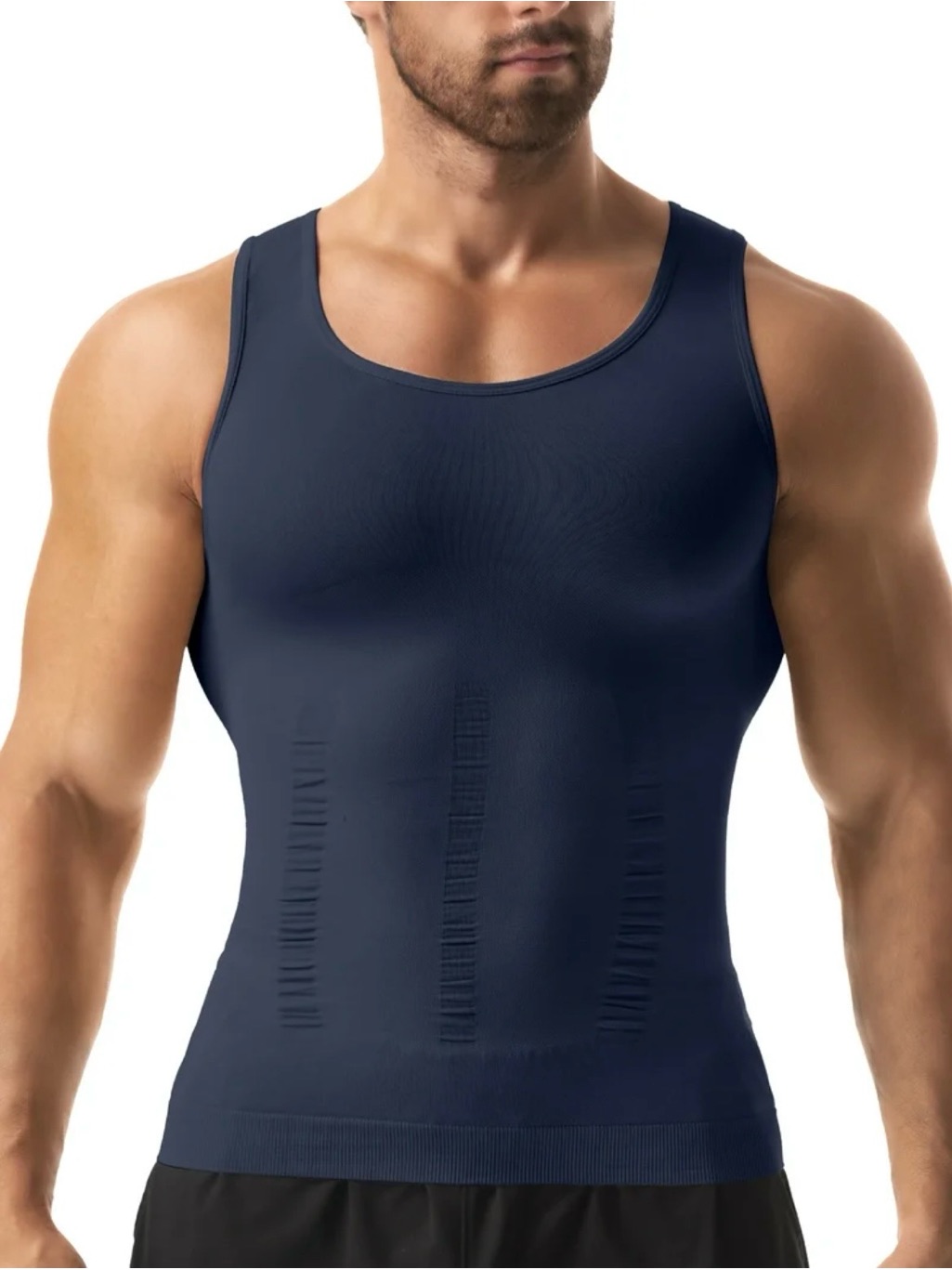 3 Lalamelon Men's Navy Compression Shapewear Tank - Med